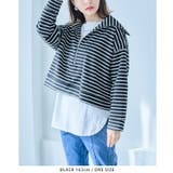 ブラック | ジップセーラーカラープルオーバー トップス ニット | Growing Rich