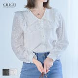 パール付きビッグカラー総レースブラウス レース トップス | Growing Rich | 詳細画像1 