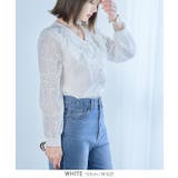 パール付きビッグカラー総レースブラウス レース トップス | Growing Rich | 詳細画像3 