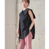 ブラック | セーラーカラーノースリブラウス ビックカラー シャツ | Growing Rich