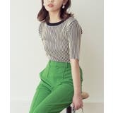 配色リブ5分袖プルオーバー トップス レディース | Growing Rich | 詳細画像4