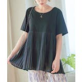 ブラック | 切替シフォンプリーツブラウス レディース シャツ | Growing Rich