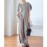 カーキ | リネンブレンドパンツセットアップ セットアップ レディース | Growing Rich