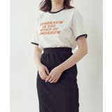 オフホワイト | 配色ロゴTシャツ トップス ロゴtシャツ | Growing Rich