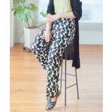 ブラック | 幾何学柄ストレートパンツ パンツ レディース | Growing Rich