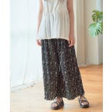 ブラックA | 総柄プリーツワイドパンツ プリーツ パンツ | Growing Rich