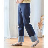 インディゴ | リジッドデニムロールアップパンツ S M | Growing Rich
