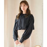 ブラック | ケープカラーラッフルデザインシャツ トップス ブラウス | Growing Rich