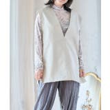 エクリュ | Vネックフェイクレザーベスト トップス ベスト | Growing Rich