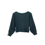 長袖グリーン | 選べる袖丈 袖スタッズニット トップス | Growing Rich