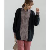 ブラック | 起毛ブークレニットカーディガン ニットカーディガン レディース | Growing Rich