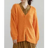 オレンジ | 起毛ブークレニットカーディガン ニットカーディガン レディース | Growing Rich