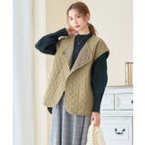 カーキ | キルティング ベスト レディース | Growing Rich