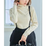 アイボリー | ハイネックリブニット ニット レディース | Growing Rich