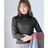 ブラック | ハイネックリブニット ニット レディース | Growing Rich