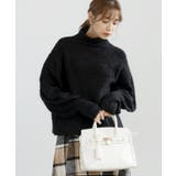 ブラック | ランタンスリーブハイネックニット ニット レディース | Growing Rich