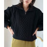 編み地切替ハーフジップケーブルニット ニット レディース | Growing Rich | 詳細画像5 