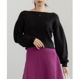 ブラック | ボートネックボリューム袖ニット ニット レディース | Growing Rich