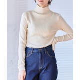 アイボリー | 指穴ハイネックリブニット ニット レディース | Growing Rich