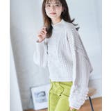 アイボリー | 編み地切替ハイネックニット ニット レディース | Growing Rich