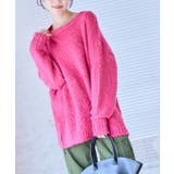 ピンク | 起毛ブークレニットチュニック ニット レディース | Growing Rich