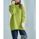 グリーン | 起毛ブークレニットチュニック ニット レディース | Growing Rich