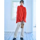 オレンジ | シャギーハイネックチュニック ニット レディース | Growing Rich