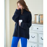 ブラック | シャギーハイネックチュニック ニット レディース | Growing Rich