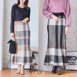 チェック柄マーメイドニットスカート M L | Growing Rich | 詳細画像1