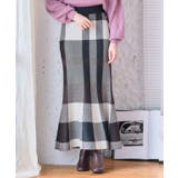 ブラック | チェック柄マーメイドニットスカート M L | Growing Rich