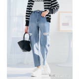 ブルー | サイドカットスリットデニム S M | Growing Rich