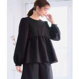 ブラック | ふくれジャガードペプラムトップス ペプラム トップス | Growing Rich