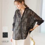 バンドカラーレースシャツ レース ブラウス | Growing Rich | 詳細画像1