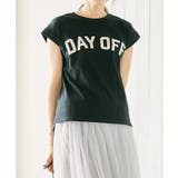 ブラック | ロゴフレンチスリーブTシャツ トップス レディース | Growing Rich