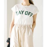 オフホワイト | ロゴフレンチスリーブTシャツ トップス レディース | Growing Rich