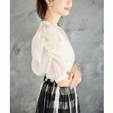 オーガンジー袖ギャザーブラウス 二の腕カバー トップス | Growing Rich | 詳細画像12 