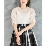 オフホワイト | オーガンジー袖ギャザーブラウス 二の腕カバー トップス | Growing Rich