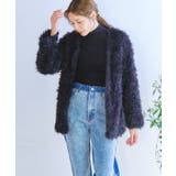 ブラック | フェイクボア カーディガン レディース | Growing Rich