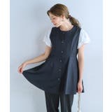 ブラック | エステルツイルペプラムジレ ジレ ベスト | Growing Rich