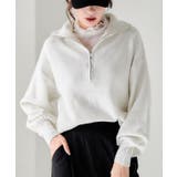 アイボリー | ハーフジップニットプルオーバー ニット レディース | Growing Rich