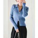 ブルー | 襟付きWジップカーディガン カーディガン レディース | Growing Rich