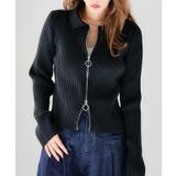 ブラック | 襟付きWジップカーディガン カーディガン レディース | Growing Rich