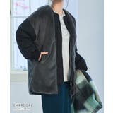 チャコール | 異素材MIXフェイクファーブルゾン 冬 アウター | Growing Rich