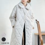 ファー切替ステンカラーダイヤキルト中綿ロングコート アウター レディース | Growing Rich | 詳細画像1 