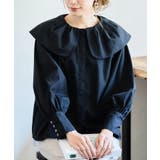 ブラック | ビッグカラーブラウス ブラウス 長袖 | Growing Rich