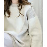 バイカラーシャギーニットプルオーバー ニットレディース 秋冬 | Growing Rich | 詳細画像8