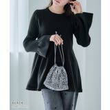 ブラック | ペプラムニットチュニック ペプラム ニット | Growing Rich