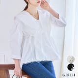 ポイントレースビッグカラーカシュクールブラウス ビックカラー ブラウス | Growing Rich | 詳細画像1 