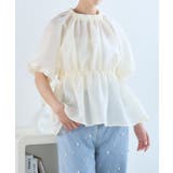 [トップス]ふくれジャガードボリューム袖ペプラムトップス[240321] | Growing Rich | 詳細画像6 