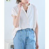 オフホワイト | [トップス]接触冷感 バンドカラーフレンチスリーブシャツ[240502] | Growing Rich